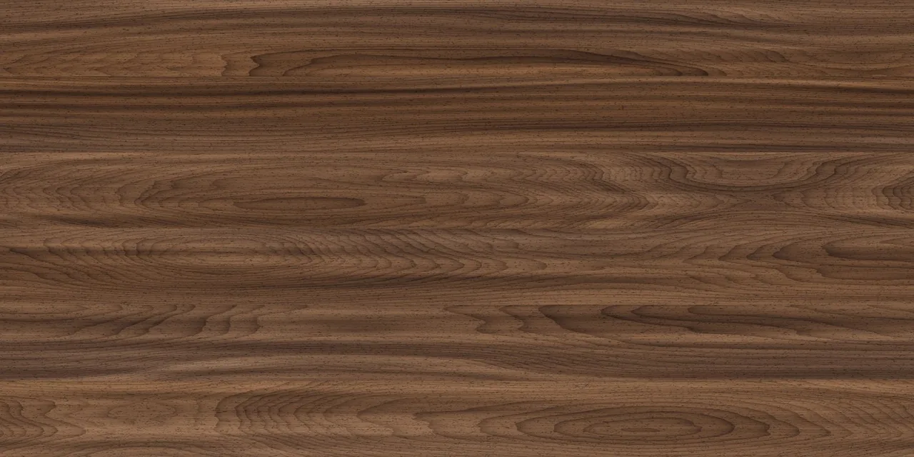 The walnut texture the agent painted in code, shown whole. The file packs it at 4096 × 2048, next to the oak and black-stained timber maps from the same script.