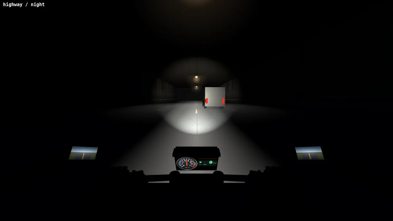 Before: in a tunnel at night the headlight lights the road, but the bars and gloves are a black silhouette. The tunnel excerpt below shows the fix.